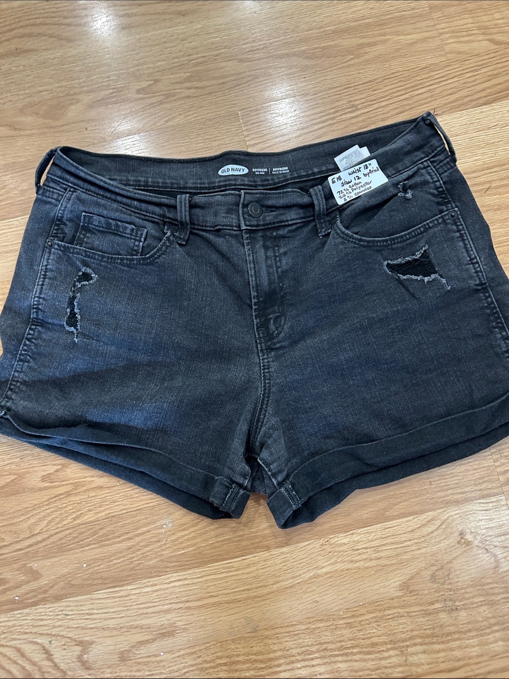 E18.       Old Navy Black Distressed Denim Jean Shorts